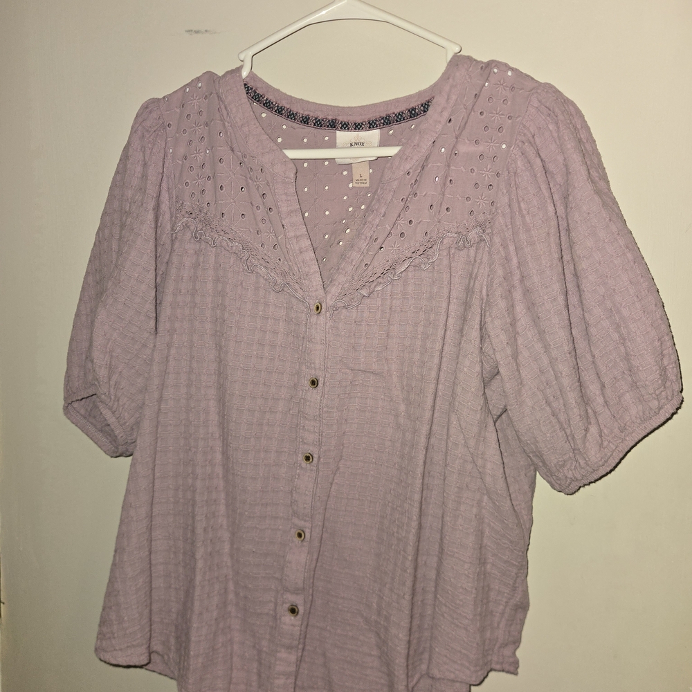 Knox Rose Lilac Button-Up Blouse